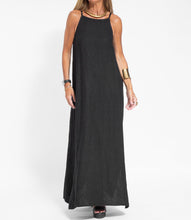 Load image into Gallery viewer, Elegant Solid Color Cotton Linen Sleeveless Long Dress