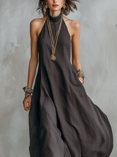 Load image into Gallery viewer, Charcoal Gray Bohemian Style Off The Shoulder Loose Maxi Dress