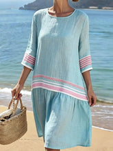 Load image into Gallery viewer, Women'S Casual Color-Block Cotton And Linen Dress