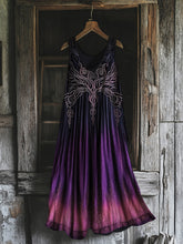 Load image into Gallery viewer, Women's Vintage Viking Tree Of Life Printed Cotton And Linen Dress