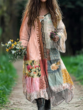 Load image into Gallery viewer, Women's Bohemian Floral Art Cotton And Linen Dress 55e2