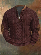 Load image into Gallery viewer, Men's Vintage Knit Print Zip-Up Sweatshirt