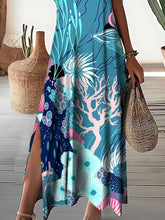 Load image into Gallery viewer, Women's Underwater World Pattern Resort Style V-Neck Dress