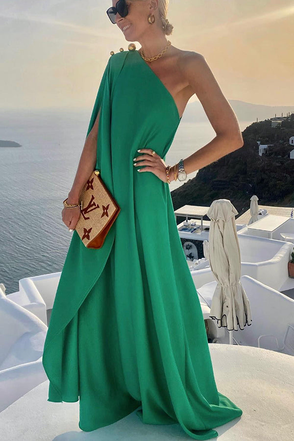 Alyse One Shoulder A-line Elegant Maxi Dress