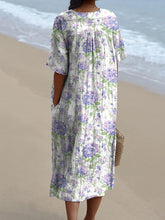 Load image into Gallery viewer, Spring Hydrangea Floral Repeat Pattern Printed Women's Flowy Dress
