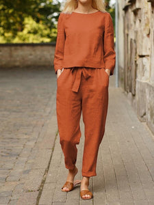 Women's Solid Color Fashion Leisure Suit Two-piece Set Suit