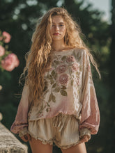 Load image into Gallery viewer, Vintage Floral Embroidered Linen Shirt