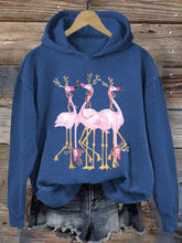 Load image into Gallery viewer, Women's Christmas Flamingo Print Casual Hoodie