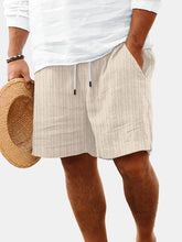 Load image into Gallery viewer, Men's Summer Solid Color Vertical Strip Casual Beach Shorts