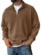 Load image into Gallery viewer, Men's Fashionable Retro Half-zip Stand Collar Casual Sweatshirt