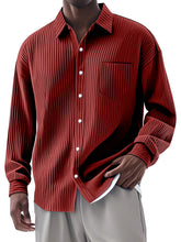 Load image into Gallery viewer, Men's Casual Simple Vertical Pit Strip Long-sleeved Lapel Shirt