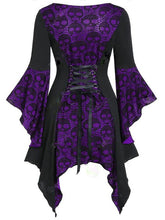 Load image into Gallery viewer, Halloween Skull Lace Tie Irregular Dress