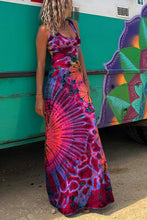 Load image into Gallery viewer, Barbie La Bamba Tie-dye Print Back Lace-up Stretch Maxi Dress