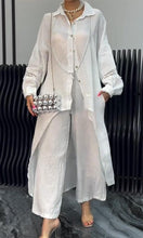 Load image into Gallery viewer, Women's Linen Back Cut-Out Shirt And Trousers Two-Piece Set