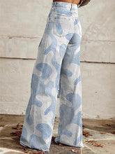 Load image into Gallery viewer, Women&#39;s Baby Blue Print Casual Wide Leg Pants