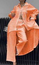 Load image into Gallery viewer, Women's Linen Back Cut-Out Shirt And Trousers Two-Piece Set