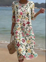 Load image into Gallery viewer, Women's Casual Floral Print Round Neck Dress