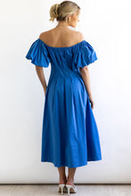Load image into Gallery viewer, Everyday Orange Off The Shoulder Puff Sleeve Midi Dress