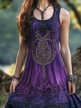 Load image into Gallery viewer, Vintage Lace Celtic Totem Printed Women's Linen Vest Dress