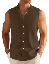 Load image into Gallery viewer, Men's Simple Imitation Linen Solid Color Comfortable Sleeveless Shirt