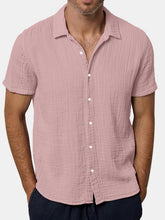 Load image into Gallery viewer, Men's Solid Color Casual And Comfortable Hidden Plaid Short-sleeved Shirt