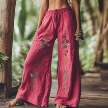 Load image into Gallery viewer, Bohemian Holiday Style Retro Linen Floral Ethnic Totem Print Casual Pants