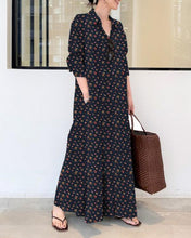 Load image into Gallery viewer, Casual Print Cotton Linen Shirt Collar Long Sleeve Maxi Dress