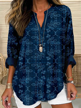 Load image into Gallery viewer, Japanese Floral Leaf Sashiko Art Cozy Linen Tunic