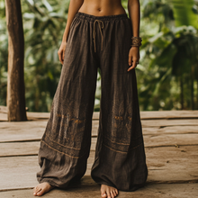 Load image into Gallery viewer, Bohemian Holiday Style Retro Linen Floral Ethnic Totem Print Casual Pants