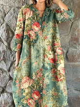 Load image into Gallery viewer, Women's  Floral Art Print Elegant Simple  Cotton Shirt Dress
