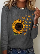 Load image into Gallery viewer, Women&#39;s Butterfly Sunflower Print Casual Long Sleeve Shirt