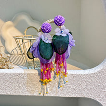 Load image into Gallery viewer, Bohemian Tassel Handmade Fabric Flower Earrings