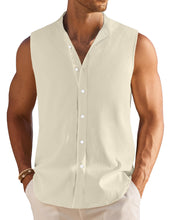Load image into Gallery viewer, Men's Simple Imitation Linen Solid Color Comfortable Sleeveless Shirt