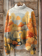Load image into Gallery viewer, Vintage Lovely Floral Art Print Knit Turtleneck Pullover Sweater