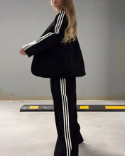 Load image into Gallery viewer, Fashionable Striped Blazer &amp; Wide Leg Pants Two-Piece Set