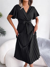 Load image into Gallery viewer, Crossover V-neck Pleated Maxi dress