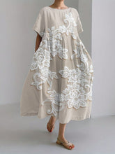 Load image into Gallery viewer, Vintage Floral Lace Embroidered Linen Blend Maxi Dress