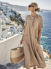 Load image into Gallery viewer, Women'S Solid Color Loose Cotton And Linen Pocket Dress
