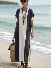 Load image into Gallery viewer, Women's Holiday Contrast Print Round Neck Loose Dress