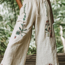 Load image into Gallery viewer, Bohemian Holiday Style Retro Linen Floral Ethnic Totem Print Casual Pants