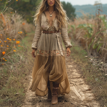 Load image into Gallery viewer, Women's Vintage V-neck Bohemian Pastoral Style Long-sleeve Maxi Long Dress
