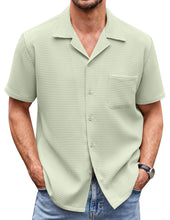 Load image into Gallery viewer, Men's Cuban Collar Pocket Waffle Basic Simple Everyday Casual Shirt