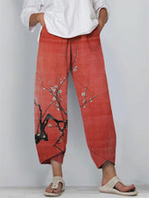 Load image into Gallery viewer, Simple Plum Blossom Japanese Art Linen Blend Cropped Pants