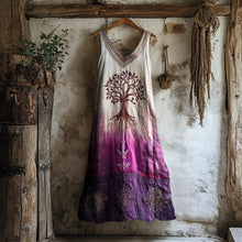 Load image into Gallery viewer, Vintage Tree Of Life Gradient Women's Linen Vest Dress
