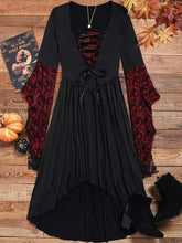 Load image into Gallery viewer, Halloween Skull Lace Tie Irregular Dress