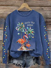 Load image into Gallery viewer, Women&#39;s Christmas Deck The Palms Printed Crew Neck Sweatshirt