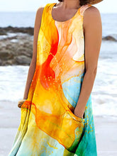 Load image into Gallery viewer, Women's Watercolor Splash Fluid Art Print Flowy Dress