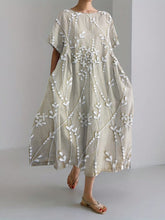 Load image into Gallery viewer, Classy Floral Lace Embroidered Linen Blend Maxi Dress