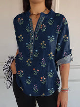 Load image into Gallery viewer, Ethnic Style Simple Floral Pattern Printed Women's Casual Long Sleeve Comfortable Cotton Shirt
