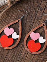 Load image into Gallery viewer, Valentine's Day Water Drop Love Earrings Wooden Earrings